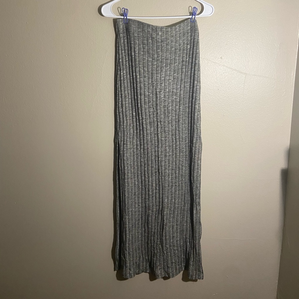 Heathered Green Split Maxi Skirt